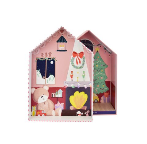 DOUDOU - przytulanka chochlik świąteczny z domkiem, Doudou et Compagnie, 27 cm, Farceur Cannelle