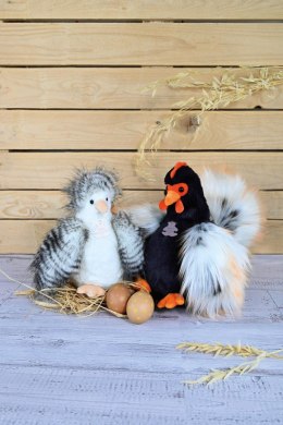 DOUDOU - przytulanka kogucik Coq'Rico, Histoire d'Ours, 26 cm, czarno-biały
