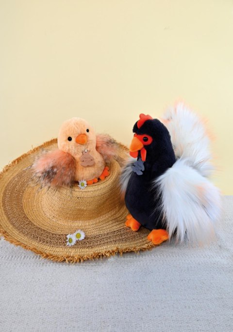DOUDOU - przytulanka kogucik Coq'Rico, Histoire d'Ours, 26 cm, czarno-biały