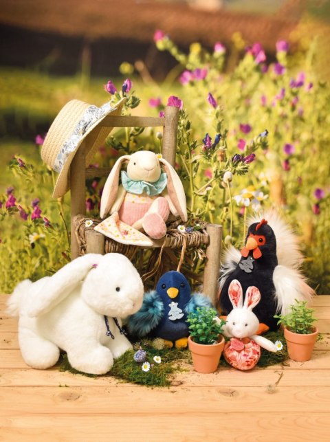 DOUDOU - przytulanka kogucik Coq'Rico, Histoire d'Ours, 26 cm, czarno-biały