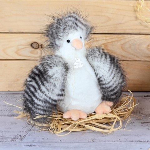 DOUDOU - przytulanka kurka Poulette, Histoire d'Ours, 20 cm, biało-szara