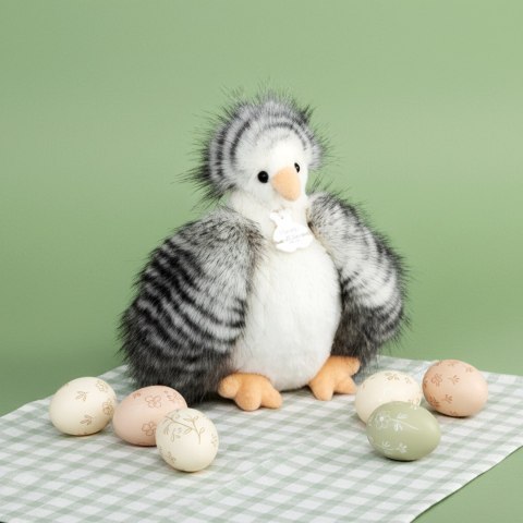 DOUDOU - przytulanka kurka Poulette, Histoire d'Ours, 20 cm, biało-szara