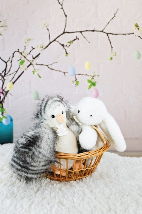 DOUDOU - przytulanka kurka Poulette, Histoire d'Ours, 20 cm, biało-szara