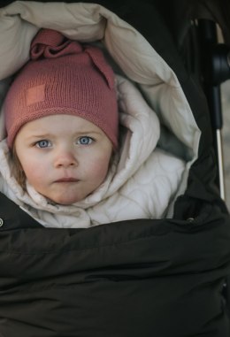 ELODIE DETAILS - czapka zimowa, Furry Knit Beanie, Rosy Bow, 6-12 m-cy