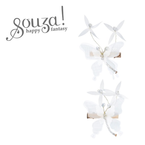 Souza! Spinki do włosów tiulowe motyle białe Keja 2 szt.