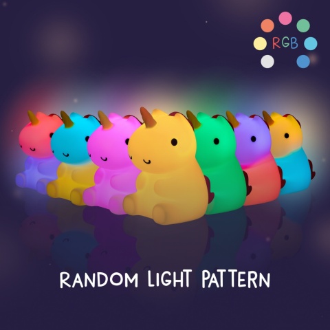 MAGGY MAGIC LED JEDNOROŻEC dziecięca lampka nocna, Ciepła biel/RGB ze ściemniaczem
