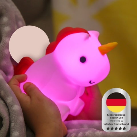 MAGGY MAGIC LED JEDNOROŻEC dziecięca lampka nocna, Ciepła biel/RGB ze ściemniaczem