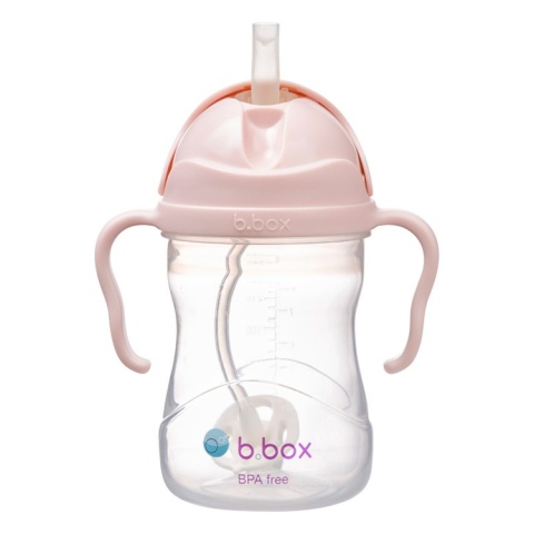 Bidon ze słomką dla dziecka, butelka na wodę 240 ml, Blush, b.box