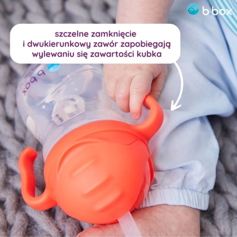 Bidon ze słomką dla dziecka, butelka na wodę 240 ml, borówkowy, b.box