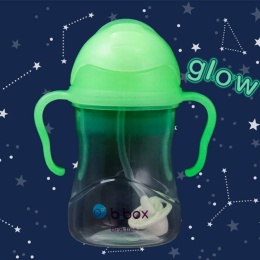 Bidon ze słomką dla dziecka, butelka na wodę 240 ml, Glow in the dark, b.box