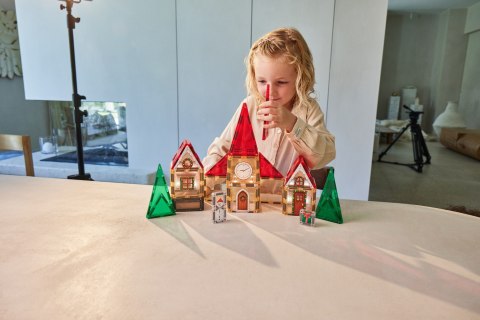 CLEVERCLIXX - klocki magnetyczne Kalendarz Adwentowy Christmas Village Advent Calendar - 46 el.