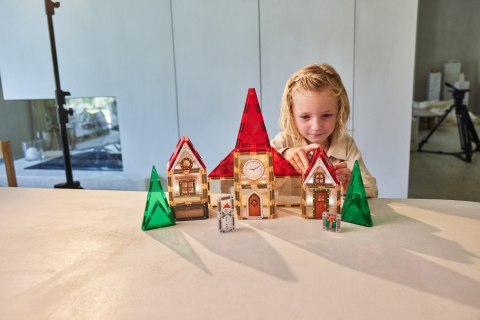 CLEVERCLIXX - klocki magnetyczne Kalendarz Adwentowy Christmas Village Advent Calendar - 46 el.