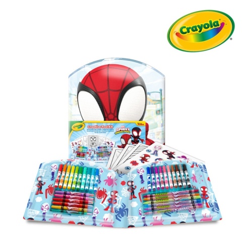 Crayola Zestaw kreatywny(flamastry,kredki wykręcane,kredki świecowe,naklejki,kolorowanki)40 el.Spidey i super-kumple 5+