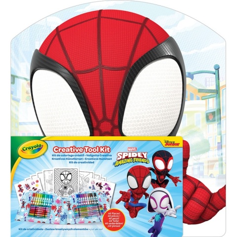 Crayola Zestaw kreatywny(flamastry,kredki wykręcane,kredki świecowe,naklejki,kolorowanki)40 el.Spidey i super-kumple 5+