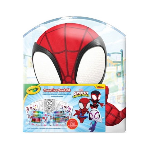 Crayola Zestaw kreatywny(flamastry,kredki wykręcane,kredki świecowe,naklejki,kolorowanki)40 el.Spidey i super-kumple 5+