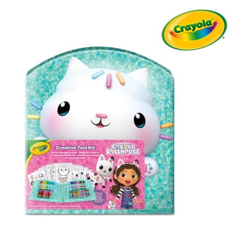 Crayola Zestaw artystyczny (flamastry, kredki wykręcane, kredki świecowe, naklejki, kolorowanki) 40 el. Koci Domek Gabi 5+