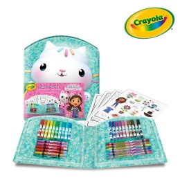Crayola Zestaw artystyczny (flamastry, kredki wykręcane, kredki świecowe, naklejki, kolorowanki) 40 el. Koci Domek Gabi 5+