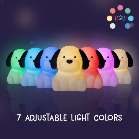 BENNY BEAGLE LED PIES dziecięca lampka nocna z funkcją Dreamlight / RGB / ciepła biel, ze ściemniaczem