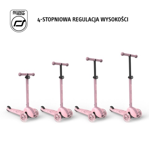 SCOOTANDRIDE Highwaykick 3S Hulajnoga z systemem sterowania 2w1 i kółkami LED składana 3+ Rose