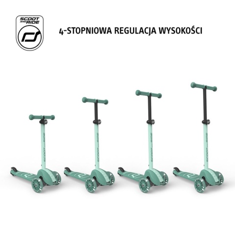 SCOOTANDRIDE Highwaykick 3S Hulajnoga z systemem sterowania 2w1 i kółkami LED składana 3+ Forest