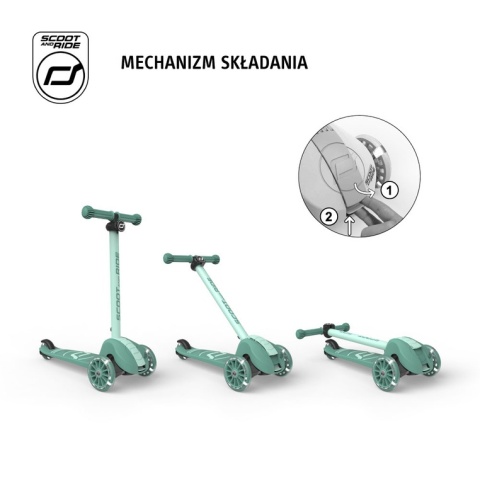 SCOOTANDRIDE Highwaykick 3S Hulajnoga z systemem sterowania 2w1 i kółkami LED składana 3+ Forest