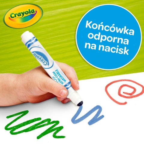 Crayola Flamastry mazaki dla dzieci zmywalne z płaską końcówką odporną na nacisk Mini Kids 12szt. 12m+