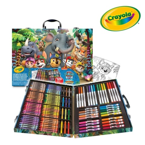 Crayola Zestaw artystyczny w walizce (kolorowanki dla dzieci, kredki świecowe, kredki ołówkowe, flamastry) 128 el. Psi Patrol 5+