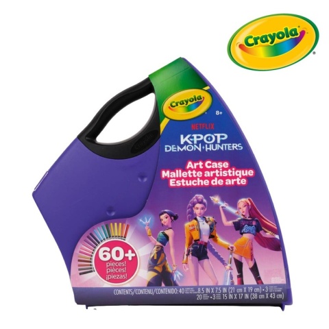 Crayola Zestaw artystyczny (kolorowanki dla dzieci, naklejki, plakaty, flamastry) 60+ el. KPop Demon Hunters 8+