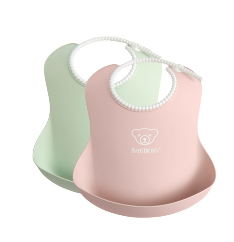 BABYBJORN - 2 duże śliniaki - Powder Green/ Powder Pink