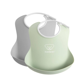 BABYBJORN - 2 duże śliniaki - Grey / Powder Green