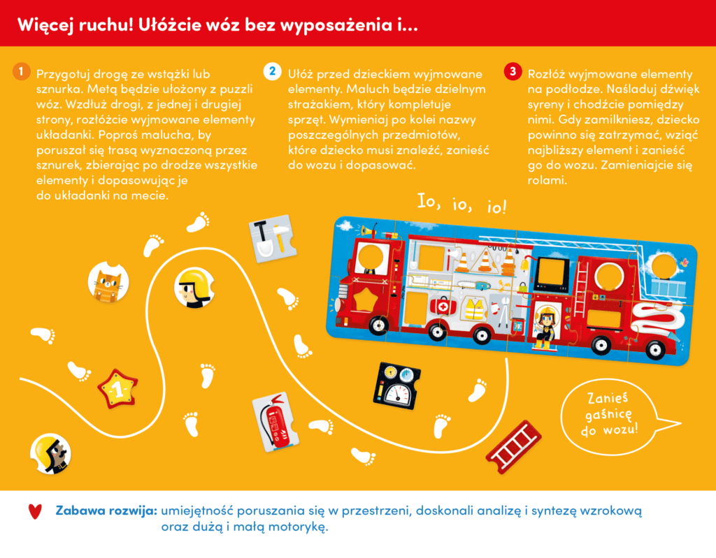 Jak się bawić puzzle wóz strażacki