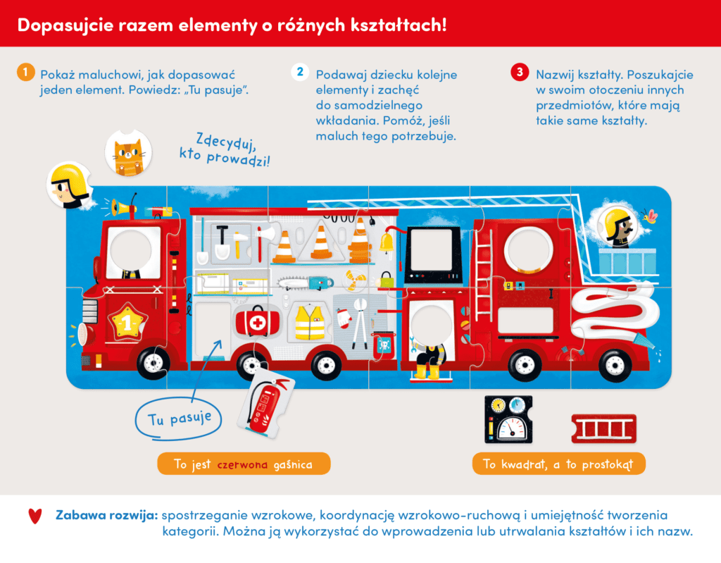 Pomysły na zabawę z puzzlami Wóz strażacki