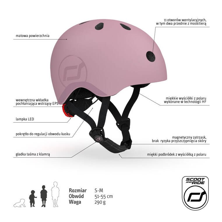 SCOOTANDRIDE Kask S-M dla dzieci 3+ Wildberry